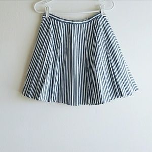 J. Crew Striped Flared Pleated Mini Skirt Size 00